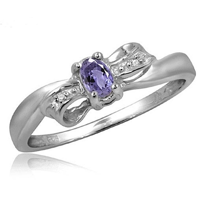 0,25 quilates Tanzanite 0,925 Sterling Silver Ring Jewelry con CZ blanca – anillos de la piedra preciosa con hipoalérgico