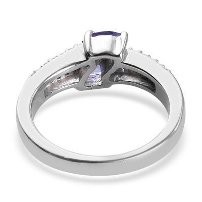 0,25 quilates Tanzanite 0,925 Sterling Silver Ring Jewelry con CZ blanca – anillos de la piedra preciosa con hipoalérgico