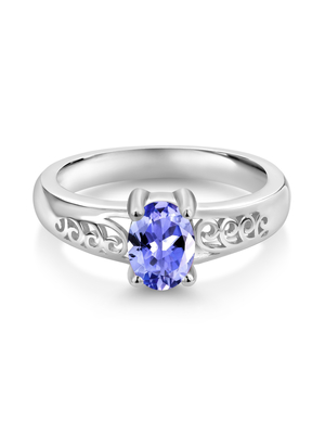 0,25 quilates Tanzanite 0,925 Sterling Silver Ring Jewelry con CZ blanca – anillos de la piedra preciosa con hipoalérgico