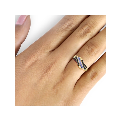1 quilate Tanzanite y acento CZ blanca Sterling Silver Engagement Ring