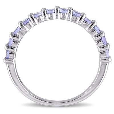Quilate T.G.W. Tanzanite Sterling Silver Semi-Eternity Engagement Ring de las mujeres de Miabella el 4/5