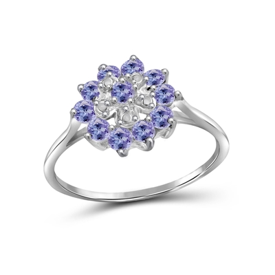 Los joyeros del diseño floral de la rama aporrean el anillo Sterling Silver Ring Jewelry de Tanzanite con el acento blanco de la CZ