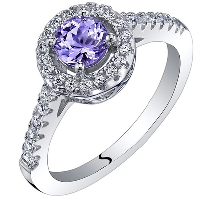 Los joyeros aporrean el acento Sterling Silver Ring de 1/4 quilate T.G.W. Tanzanite And White CZ