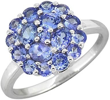 0,25 quilates Tanzanite con Sterling Silver Ring Jewelry con el acento blanco de la CZ
