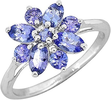 0,25 quilates Tanzanite con Sterling Silver Ring Jewelry con el acento blanco de la CZ