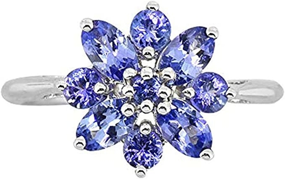 0,25 quilates Tanzanite con Sterling Silver Ring Jewelry con el acento blanco de la CZ