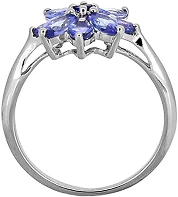 0,25 quilates Tanzanite con Sterling Silver Ring Jewelry con el acento blanco de la CZ