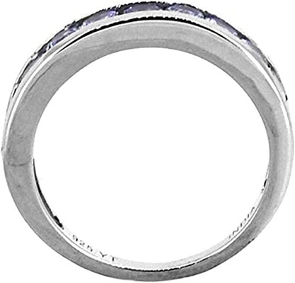 0,5 oros blancos sólidos azules naturales del anillo 18K de CTW Tanzanite