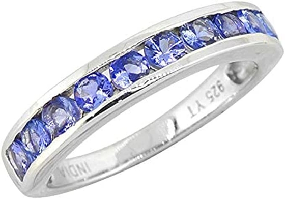 0,5 oros blancos sólidos azules naturales del anillo 18K de CTW Tanzanite