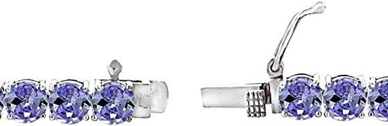 24,70 CTW Tanzanite natural y pulsera de la CZ en el oro blanco sólido 14K