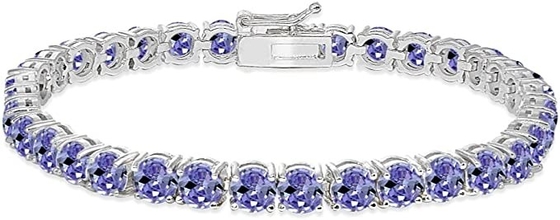 24,70 CTW Tanzanite natural y pulsera de la CZ en el oro blanco sólido 14K