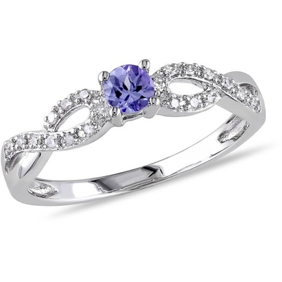 1,5 chapado en oro blanco natural de Ring In 18K del compromiso de Tanzanite del quilate sobre la plata