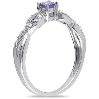 1,5 chapado en oro blanco natural de Ring In 18K del compromiso de Tanzanite del quilate sobre la plata