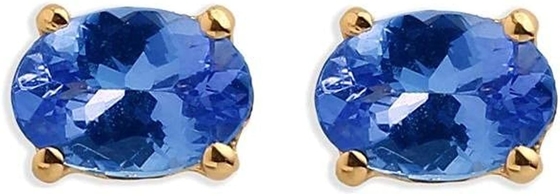pendientes naturales auténticos de Tanzanite del óvalo del oro blanco 14k con la CZ