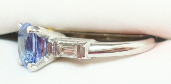 anillo natural auténtico de Tanzanite del óvalo del oro blanco 14k con la CZ