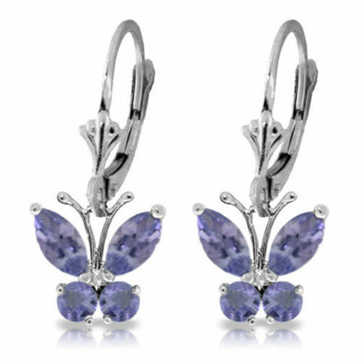 sólido auténtico puro real 925 Sterling Silver de Tanzanite del pendiente del clip de la joyería atural de la piedra preciosa