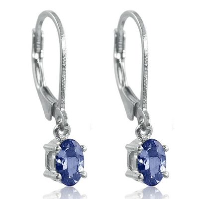 sólido auténtico puro real 925 Sterling Silver de Tanzanite del pendiente del clip de la joyería atural de la piedra preciosa