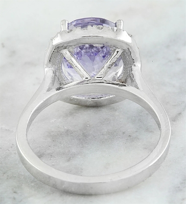 6,02 oro blanco sólido azul natural del anillo 18K de CTW Tanzanite