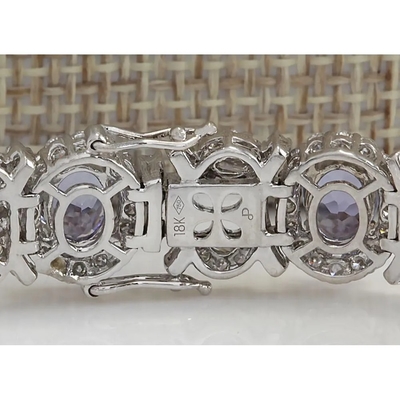 24,70 CTW Tanzanite natural y pulsera de la CZ en el oro blanco sólido 14K