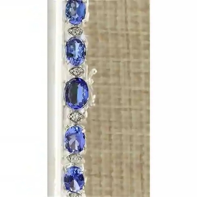 11,80 CTW Tanzanite natural y pulsera de la CZ en el oro blanco sólido 14k
