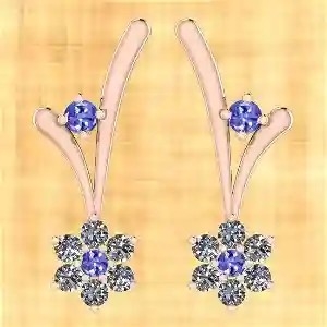 7,82 CTW Tanzanite natural y oro amarillo del sólido de los pendientes 14K de la CZ