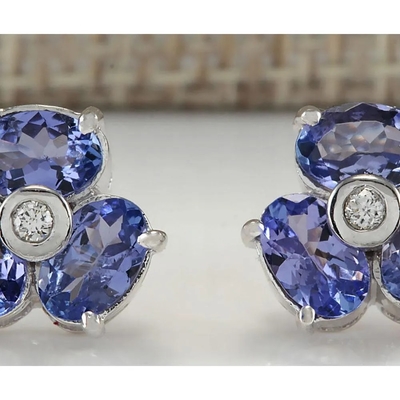Anillo Sterling Silver Ring Jewelry de JewelersClub Tanzanite del diseño floral de la rama de 0,5 quilates con el acento blanco de la CZ