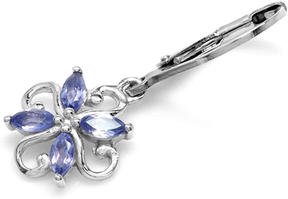 Anillo Sterling Silver Ring Jewelry de JewelersClub Tanzanite del diseño floral de la rama de 0,5 quilates con el acento blanco de la CZ
