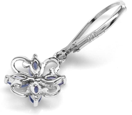 Anillo Sterling Silver Ring Jewelry de JewelersClub Tanzanite del diseño floral de la rama de 0,5 quilates con el acento blanco de la CZ