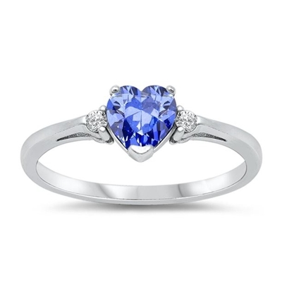 Quilate Tanzanite 0,925 acentos blancos de Sterling Silver Ring Jewelry With CZ