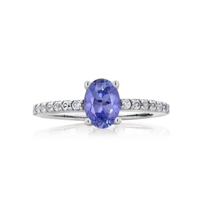oro blanco del anillo de compromiso 14k de princesa Cut Natural Tanzanite de 4m m