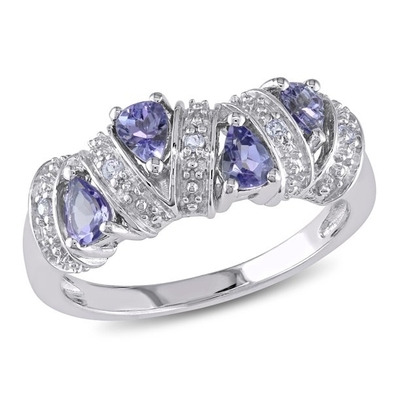 Con el anillo de 925 Sterling Silver Rhodium Tanzanite Engagement