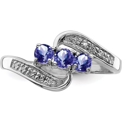 Con el anillo de 925 Sterling Silver Rhodium Tanzanite Engagement