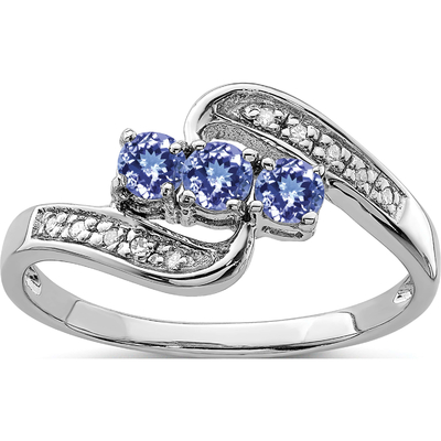 Con el anillo de 925 Sterling Silver Rhodium Tanzanite Engagement