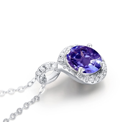 collar pendiente Tanzanite del oro sólido 14K del solitario natural de Angara para las muchachas de las mujeres