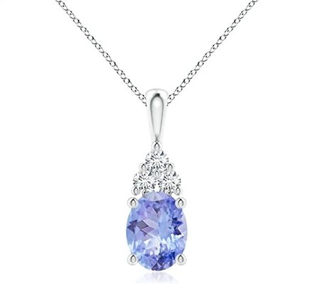 collar pendiente Tanzanite del oro sólido 14K del solitario natural de Angara para las muchachas de las mujeres
