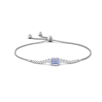 Pulsera natural ajustable de ANGARA Tanzanite para el oro blanco de las muchachas 14K de las mujeres