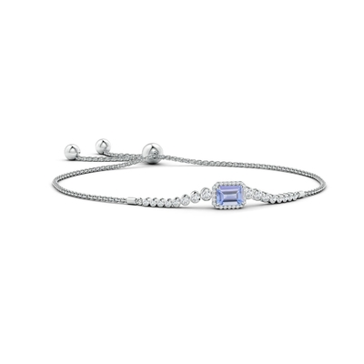 Pulsera natural ajustable de ANGARA Tanzanite para el oro blanco de las muchachas 14K de las mujeres