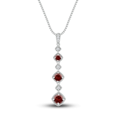 Garnet Necklace natural 1/20 diamante del ct TW con 925 Sterling Silver