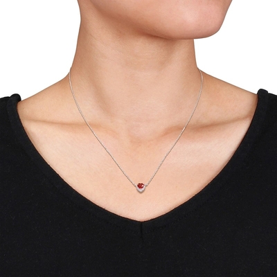 Zafiro Laboratorio-creado y Ruby Necklace Sterling Silver Laboratorio-creado