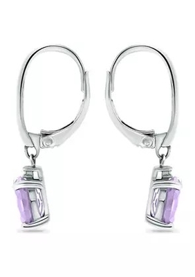 2,46 Ct. T.W. And 1/10 Ct. Pendientes de Leverback de la amatista de T.W. CZ en Sterling Silver