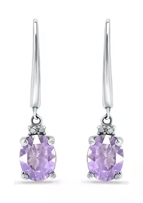 2,46 Ct. T.W. And 1/10 Ct. Pendientes de Leverback de la amatista de T.W. CZ en Sterling Silver