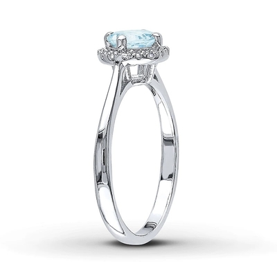 Diamantes Sterling Silver For Women del ct TW del anillo 1/15 de la aguamarina