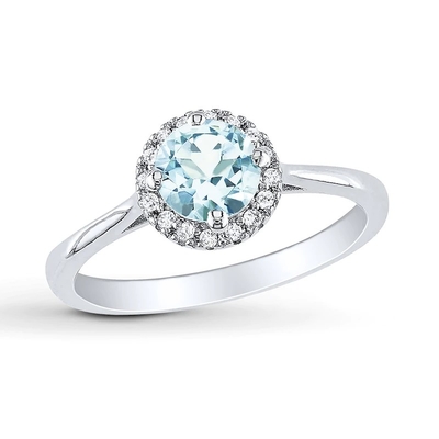 Diamantes Sterling Silver For Women del ct TW del anillo 1/15 de la aguamarina