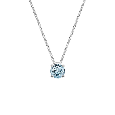 La pera del collar del oro blanco de la CZ 14k de la aguamarina forma los diamantes 10cttw de 6x9m m