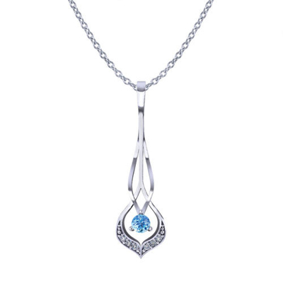 La pera del collar del oro blanco de la CZ 14k de la aguamarina forma los diamantes 10cttw de 6x9m m