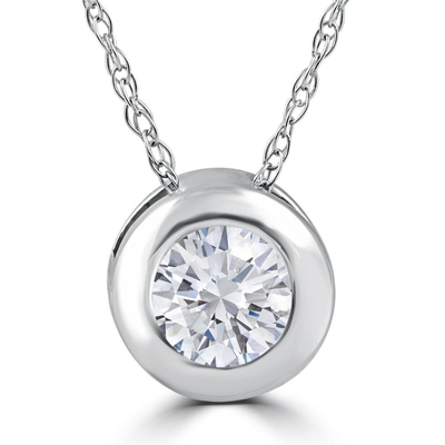 Collar pendiente imperial de 1/6Ct TDW CZ 10k Rose Gold Round Diamond Halo