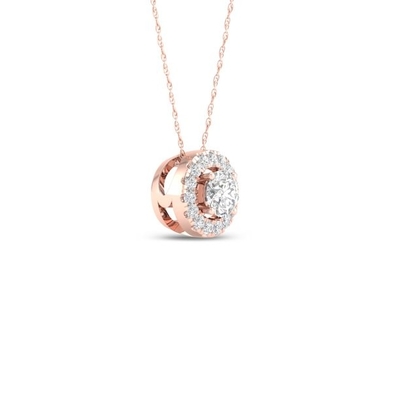 Collar pendiente imperial de 1/6Ct TDW CZ 10k Rose Gold Round Diamond Halo