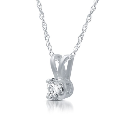 oro blanco pendiente del collar 14K del solitario de la CZ de la ronda 1/5ct