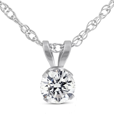 oro blanco pendiente del collar 14K del solitario de la CZ de la ronda 1/5ct