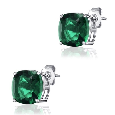 925 de plata elegantes Emerald Birthstone Necklace simulado Sterling Silver Heart Pendant Necklace